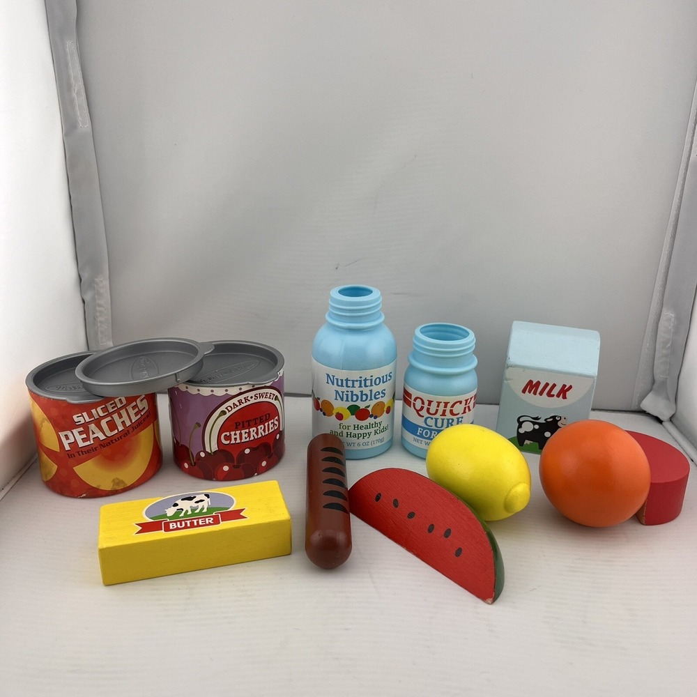 Melissa & Doug Food Group Grocery Cans Get Well Doctors Bottles Wooden Play Food